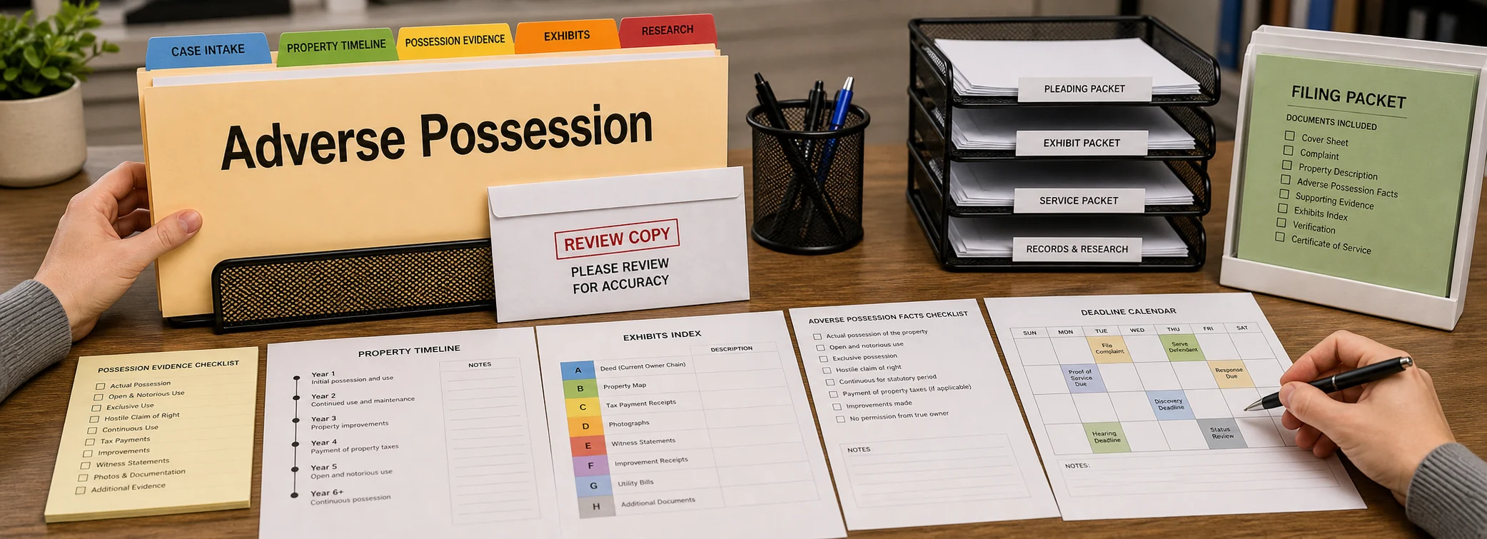 Adverse possession legal document preparation, court forms, filing packets, and paralegal document support from Discount Court Documents