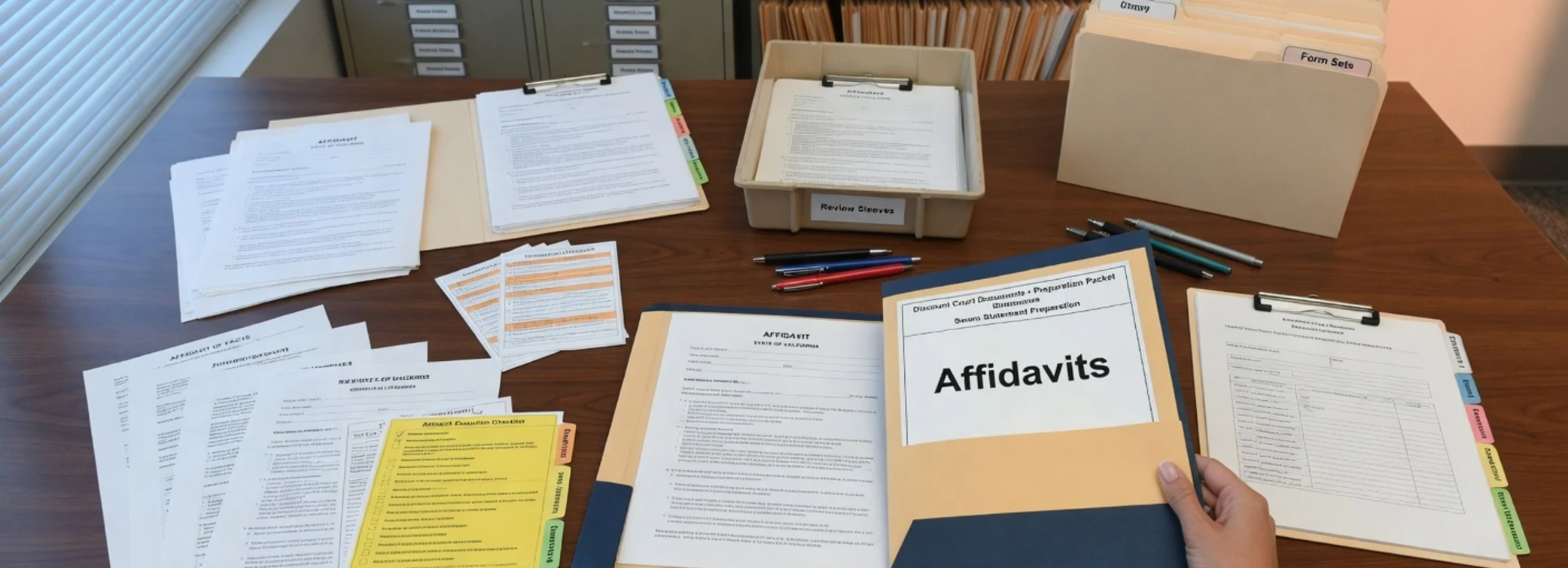 Affidavits legal document preparation, court forms, filing packets, and paralegal document support from Discount Court Documents