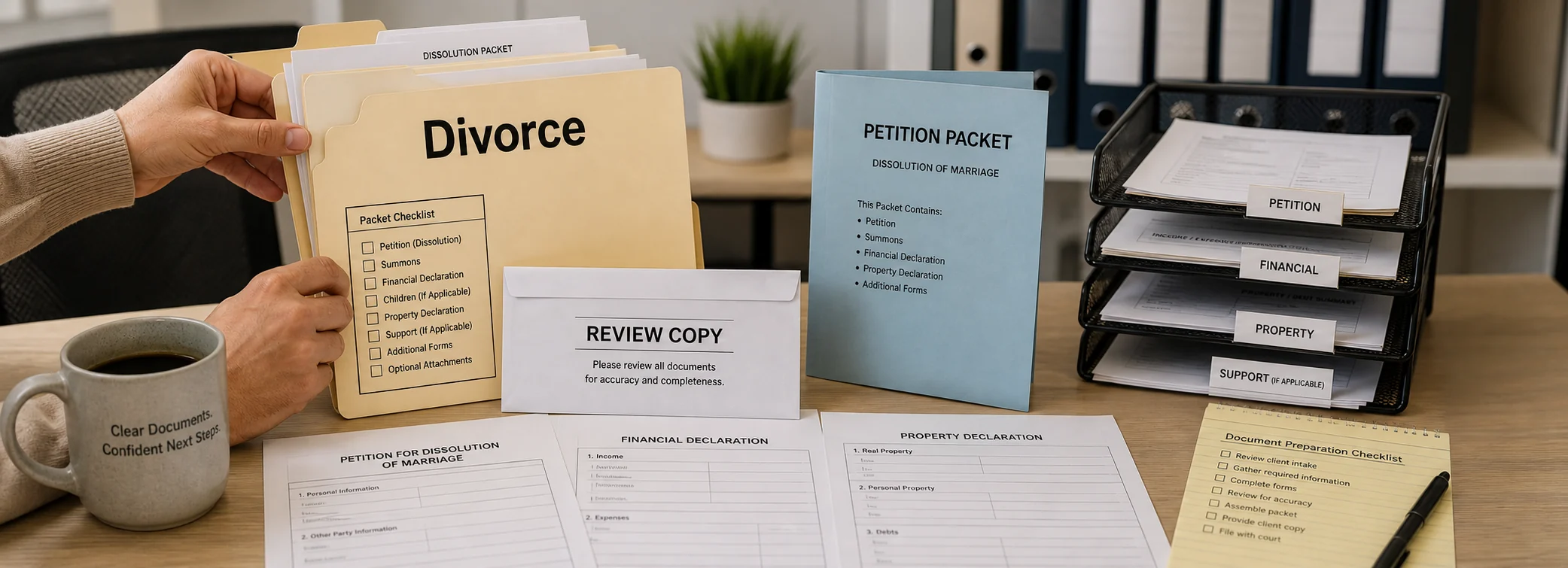 Divorce legal document preparation, court forms, filing packets, and paralegal document support from Discount Court Documents