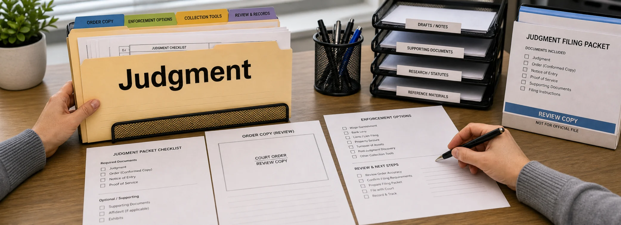 Judgment legal document preparation, court forms, filing packets, and paralegal document support from Discount Court Documents