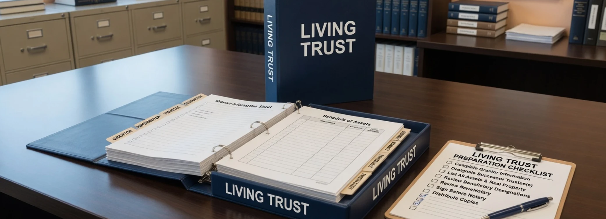 Living trust legal document preparation, court forms, filing packets, and paralegal document support from Discount Court Documents