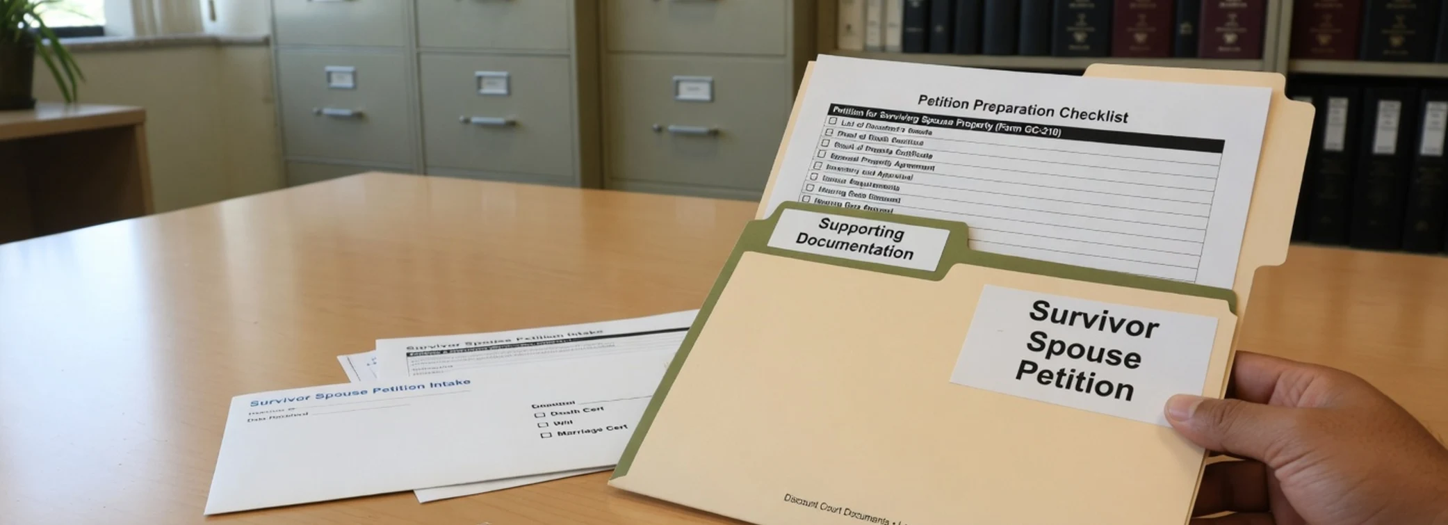 Survivor spouse petition legal document preparation, court forms, filing packets, and paralegal document support from Discount Court Documents