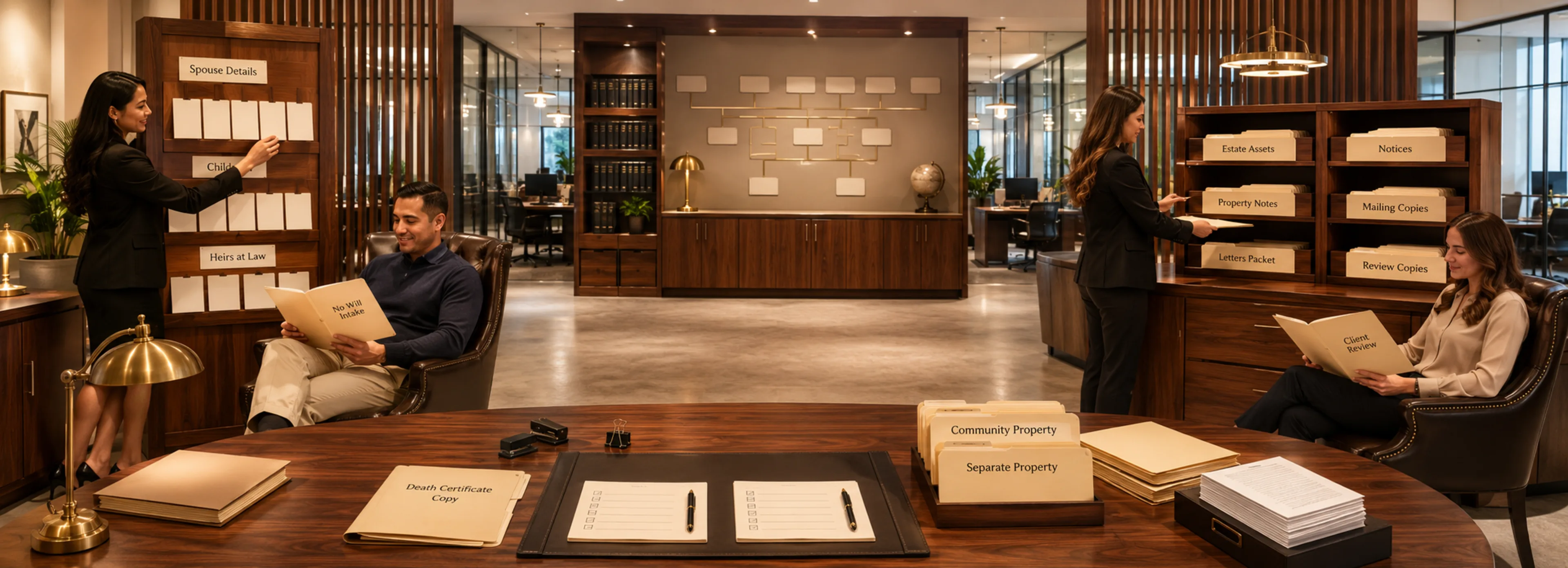 California intestate succession probate document preparation for no-will estates