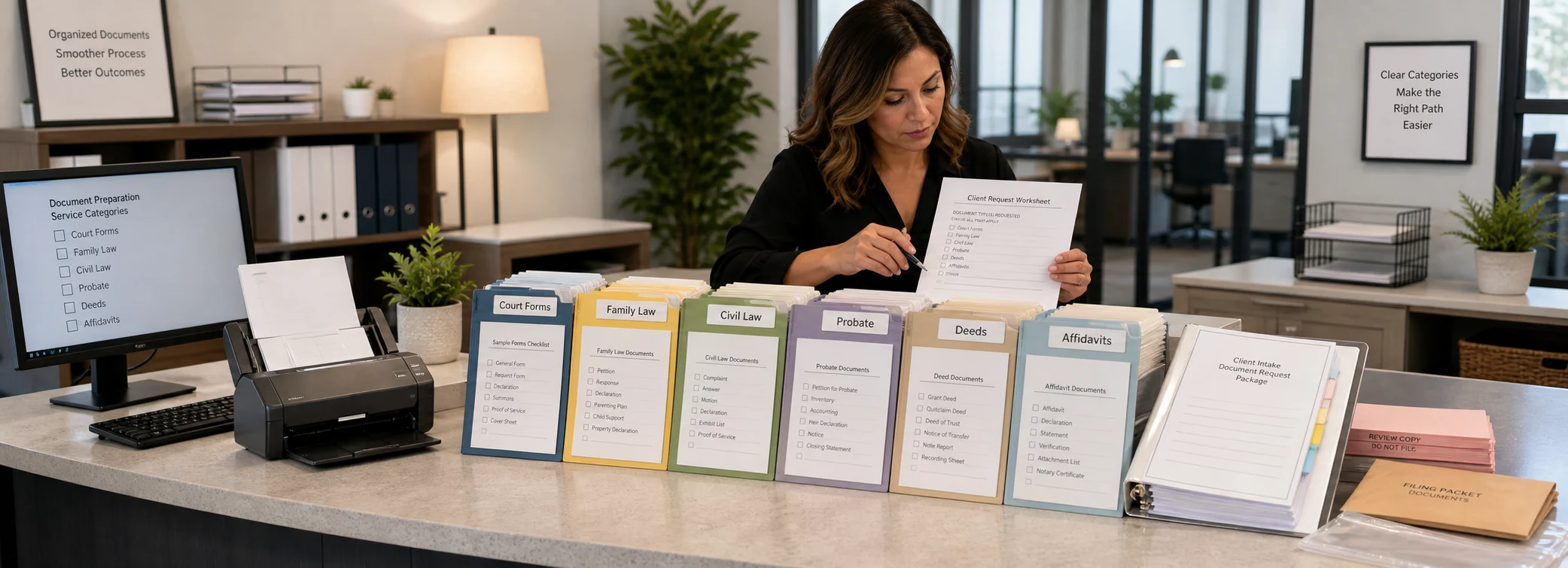 Legal document preparation services, court forms, filing packets, and paralegal document support from Discount Court Documents