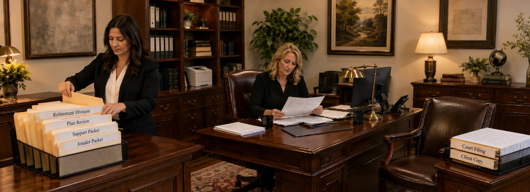 QDRO document preparation, retirement division packets, FL-460 support orders, and family law document support from Discount Court Documents