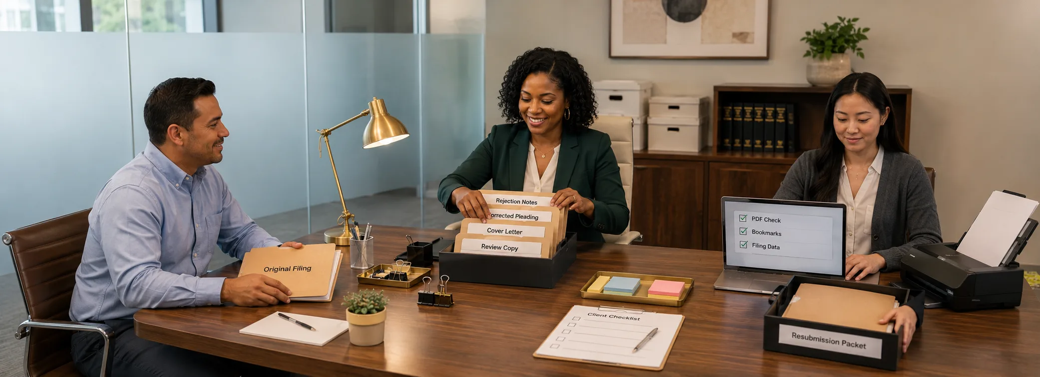 Rejected court filing correction, resubmission packets, court form repair, and paralegal document support from Discount Court Documents