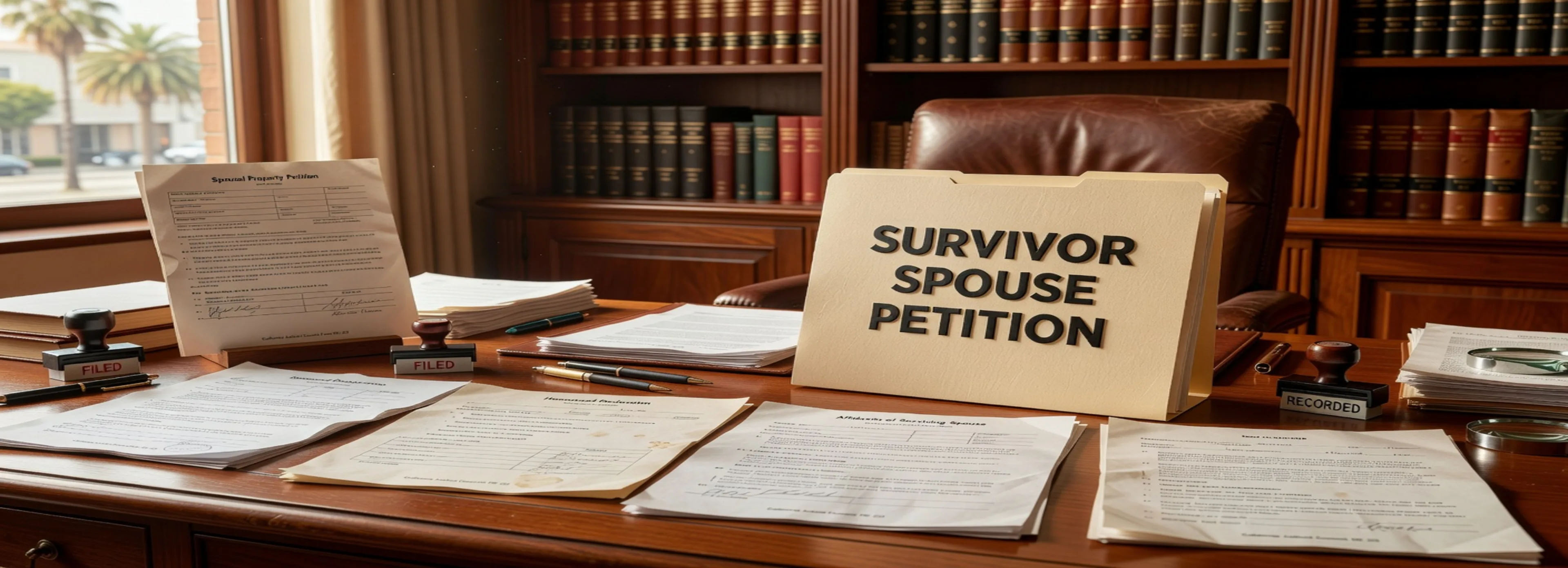 Survivor spouse petition forms, spousal property paperwork, probate packets, and paralegal document support from Discount Court Documents